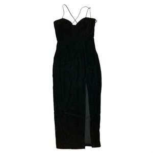 NWT Jessica McClintock Gunne Sax Vintage Black Velvet Spaghetti Strap Dress